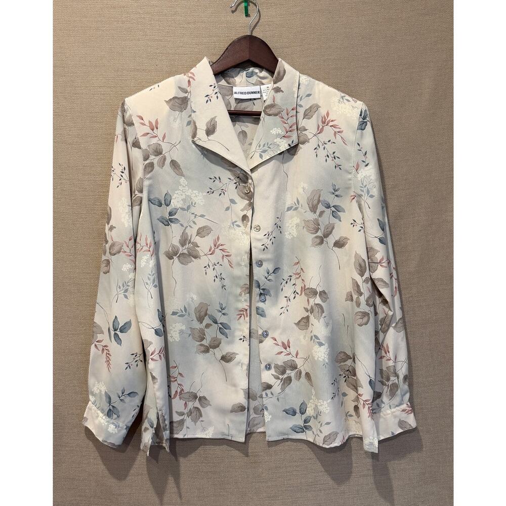 Alfred Dunner Floral Blouse Women's 14 Button Front Cottagecore Grandmacore